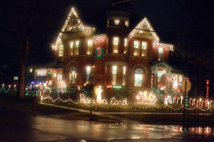 Many house in Marshall are this ornate, with elaborate Christmas lights...