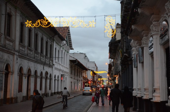Christmas Street lights in the heart of Cuenca