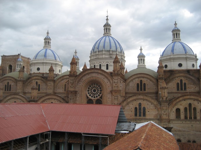 The New Cathedral, the dominant building in the main part of Cuenca, as seen from the downtown apartment