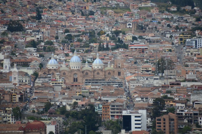 A closer view of downtown.  The three steeples close together are the ones to the New Cathedral, in the heart of the historic city center