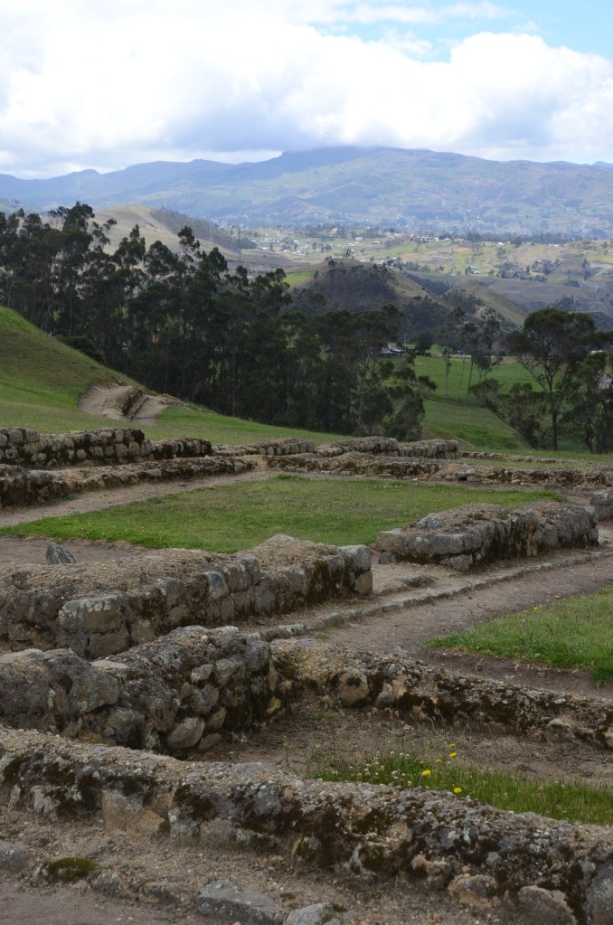 Storage house foundations and a mountain view