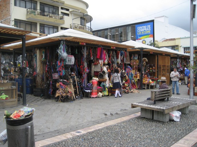 A sidewalk booth near the market
