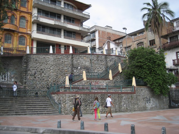 The historic city center of Cuenca is on a butte or cliff.  We had to climb these 89 steps to get up to the level of the center and the school (yes, we counted them).  Much easier going down than up