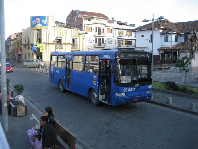 Big blue stinky Cuenca city bus