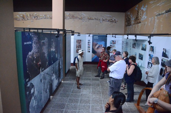 Our guide, Pedro, discusses these exhibits on the impact of man on the Galapagos Islands.  Both sides of the room have panels giving some of the problems that increasing resident population and tourism cause.